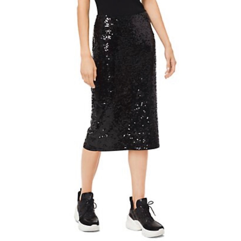Michael Kors Women’s Midi Skirt Sequined Black - Picture 2 of 12
